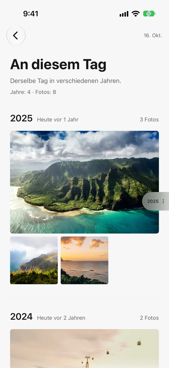 An diesem Tag: drei Fotos, aufgenommen heute vor einem Jahr auf Hawaii