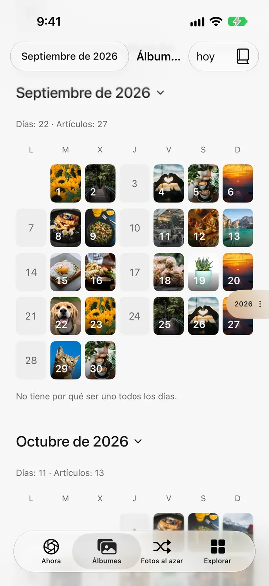 Calendario de fotos: casi todos los días del mes pasado tienen foto